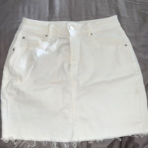 Garage High Rise White Jean Mini Skirt